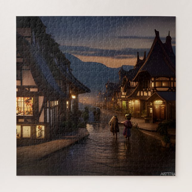 shopping pedestrians along the Street of Dreams Jigsaw Puzzle (Vertical)