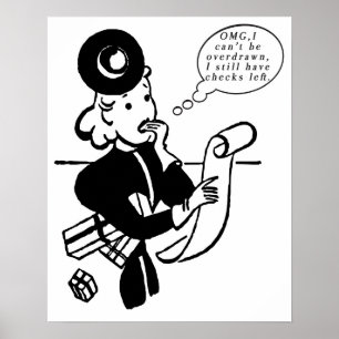 Shopping Retro Woman with Funny Financial Quote Poster