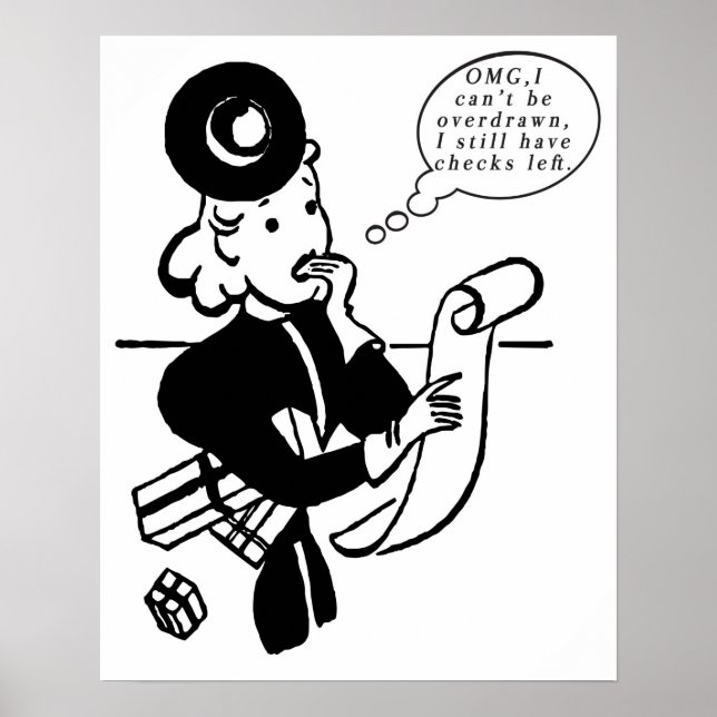 Shopping Retro Woman with Funny Financial Quote Poster (Front)