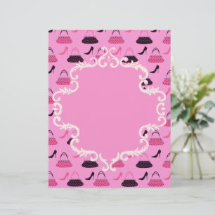 Shopping Shoes Handbag Pink Scrapbook Paper