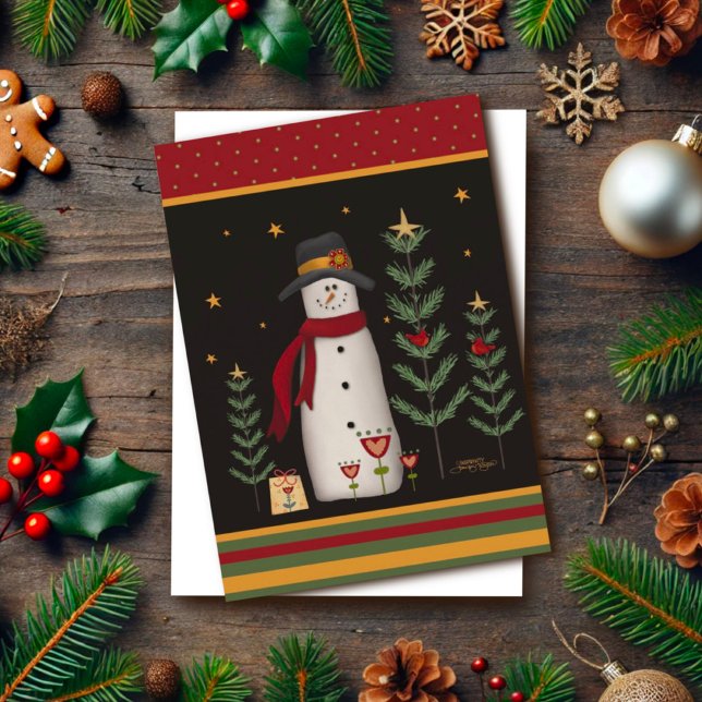 Shopping Snowman Cardinals Christmas Card (Creator Uploaded)