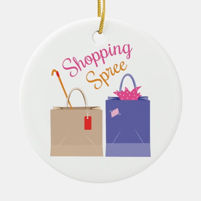 Shopping Spree Ceramic Tree Decoration (Front)