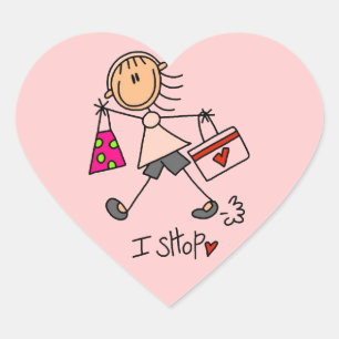 Shopping Stick Figure Heart Sticker