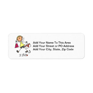 Shopping Stick Figure Return Address Label
