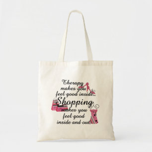 Shopping Therapy Pink Fashion Tote Bag