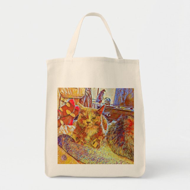 Shopping tote with relaxation in mind - cat life bag (Front)