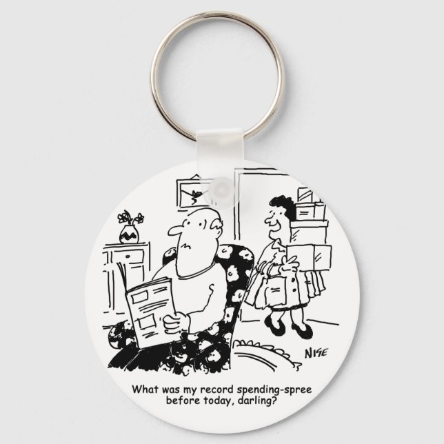 Shopping Trip. Record Spend. Overspending at Shops Key Ring (Front)