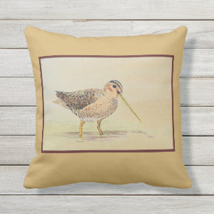 Shore Bird- Common Snipe Outdoor Cushion