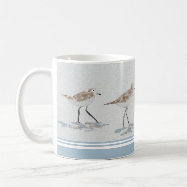Shore Birds with Blue Coffee Mug (Left)