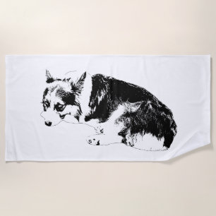 Shore Corgi, Bold Lounge Beach Towel