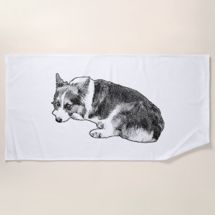 Shore Corgi, Laidback Day Beach Towel