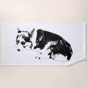 Shore Ink, Laidback Corgi Beach Towel