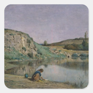 Shore of Lake Bourget Square Sticker