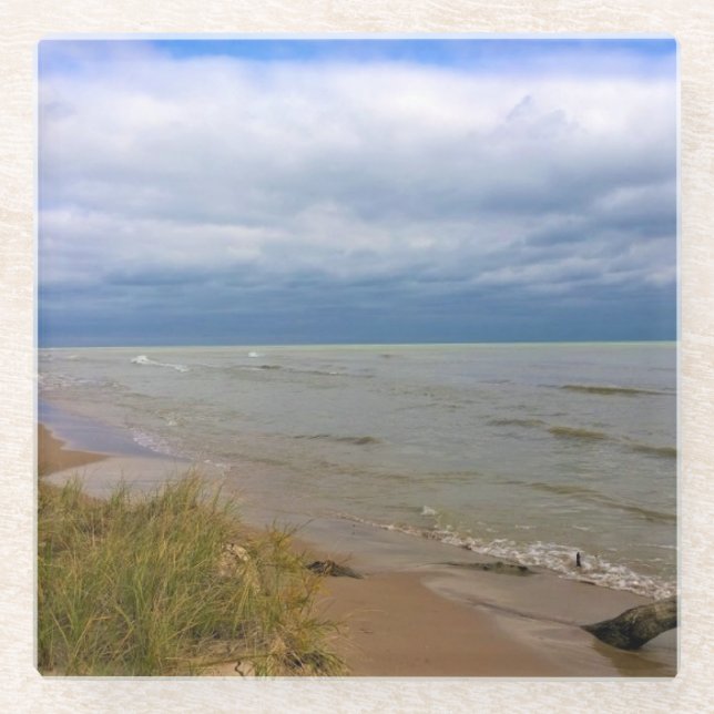 Shore of Lake Michigan, Sheyboygan, WI Glass Coaster (Front)