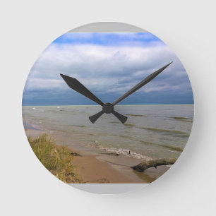 Shore of Lake Michigan, Sheyboygan, WI Round Clock