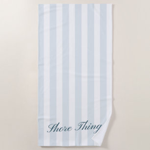 'Shore Thing' Nautical Blue & White Striped Gift Beach Towel