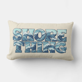 Shore Thing | Retro Blue Ocean Waves Surf Graphic Lumbar Cushion