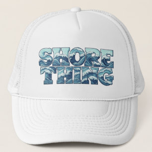 Shore Thing   Retro Blue Ocean Waves Surf Graphic Trucker Hat