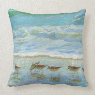 Shorebirds, A Day at the Beach Cushion