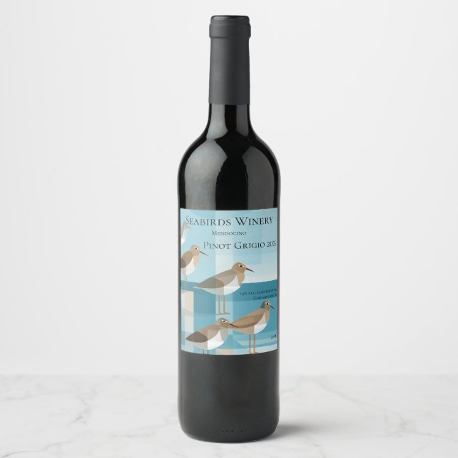 Shorebirds background with copy space vertical wine label (Front)