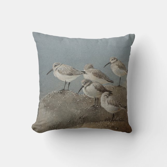 Shorebirds / Sanderlings Stunning Throw Pillow (Front)