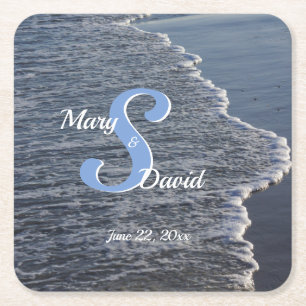 Shoreline Beauty Wedding Square Paper Coaster