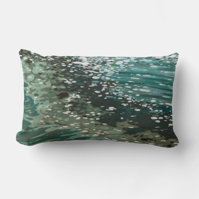 'Shoreline' Coastal pillow in Grey, Sage & Blues (Front)