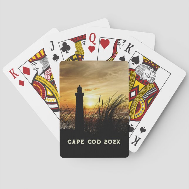 Shoreline Lighthouse at Sunset Souvenir Playing Cards (Back)