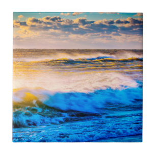 Shoreline scenic at sunrise ceramic tile