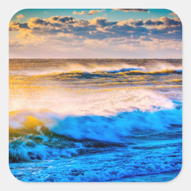 Shoreline scenic at sunrise square sticker (Front)