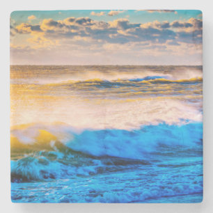 Shoreline scenic at sunrise stone coaster