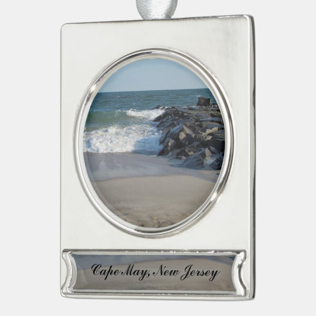 Shoreline Silver Plated Banner Ornament (Left)