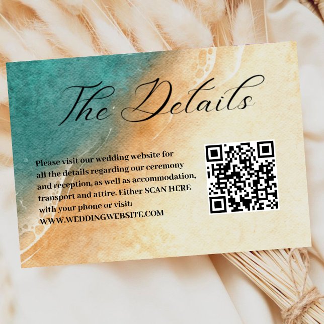 Shoreline Tropical Beach Wedding QR Code Details Enclosure Card (Creator Uploaded)