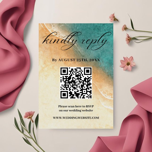 Shoreline Tropical Beach Wedding RSVP card (Creator Uploaded)