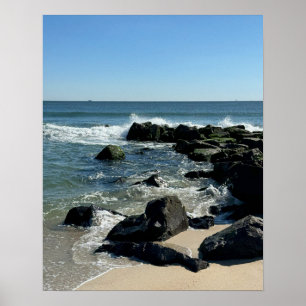 Shoreline with Rocks and Waves Poster