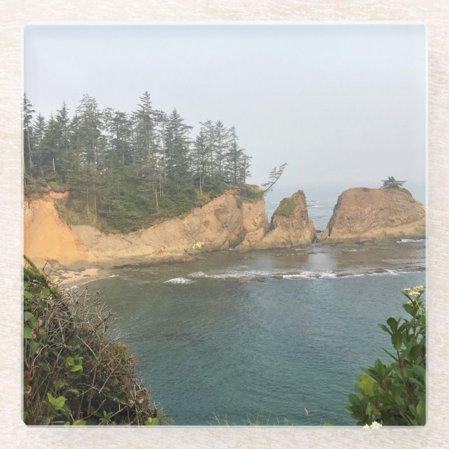 Shores Acres State Park, Oregon Coast Glass Coaster (Front)