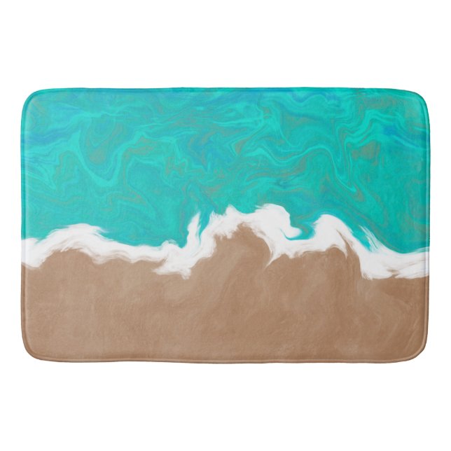 Shores of Paradise Turquoise Sea Beach Bath Mat (Front)