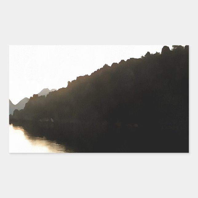 Shores Of Shadows Landscape Art Rectangular Sticker (Front)