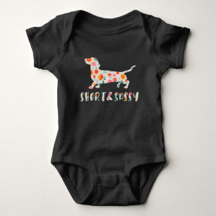Short and Sassy Dachshund floral dog Baby Bodysuit