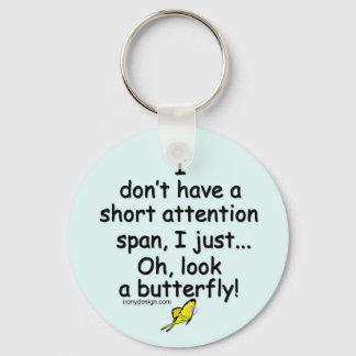 Short Attention Span Butterfly (blue) Key Ring