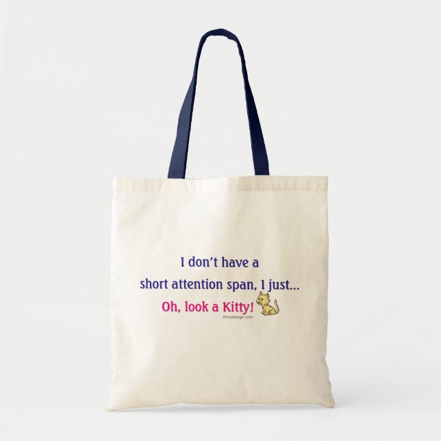 Short Attention Span Kitty Tote Bag (Front)