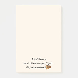 Short Attention Span Squirrel Humour Post-it Notes