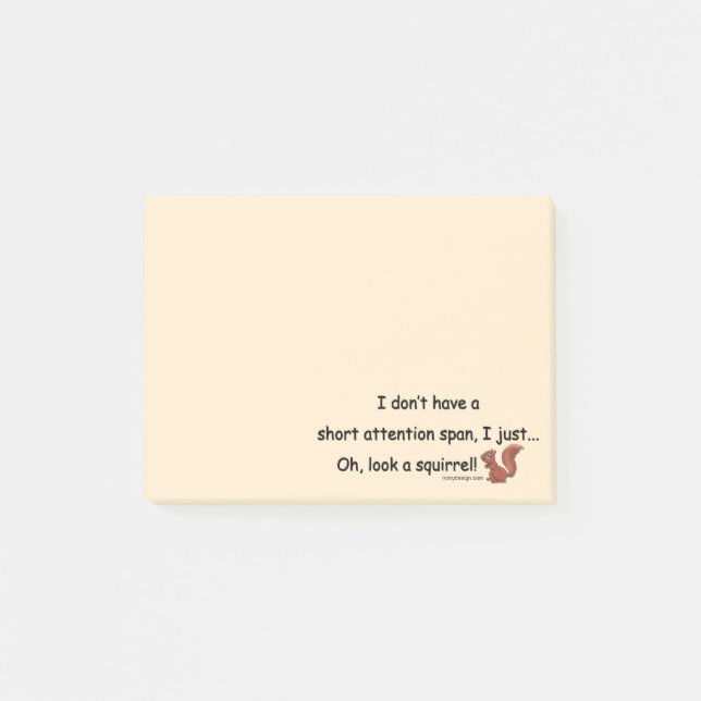 Short Attention Span Squirrel Post-it Notes (Front)