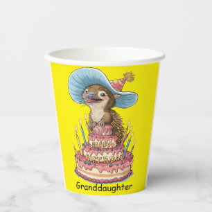 Short-Beaked Echidna on birthday cake Paper Cups