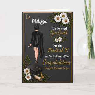 Short Black-haired Woman Master’s Graduation Card
