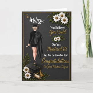 Short Blond Woman Master’s Degree Graduation Card
