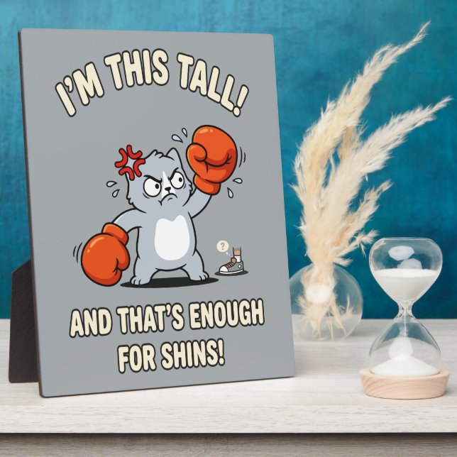 Short Cat Boxing Gloves Funny Shins Plaque (Side)