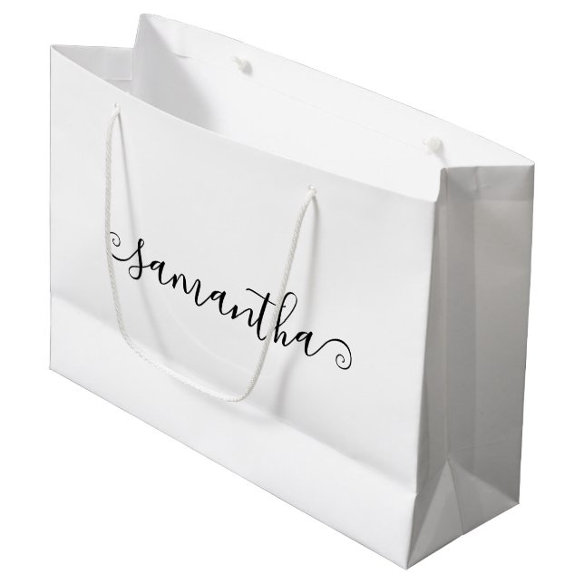 Short Curly Swash Signature Name Large Gift Bag (Front Angled)