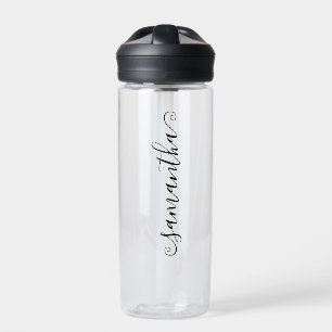 Short Curly Swash Signature Name Water Bottle