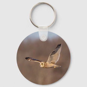 Short-eared owl in flight key ring